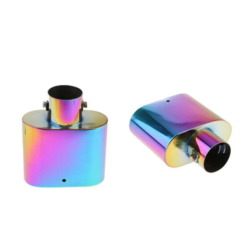 2PCS Car Truck Tail Throat Pipe Exhaust Pipe Trim Tips Muffler Pipe Colorful
