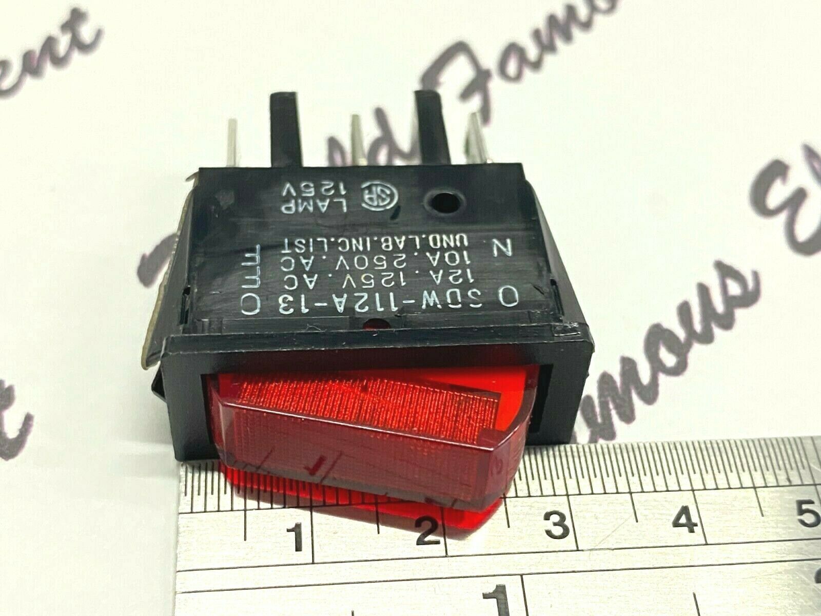 1pcs - SHINDEN SDW-112A-13 12A/125VAC 10A/250VAC ON-OFF Red Light Rocker Switch