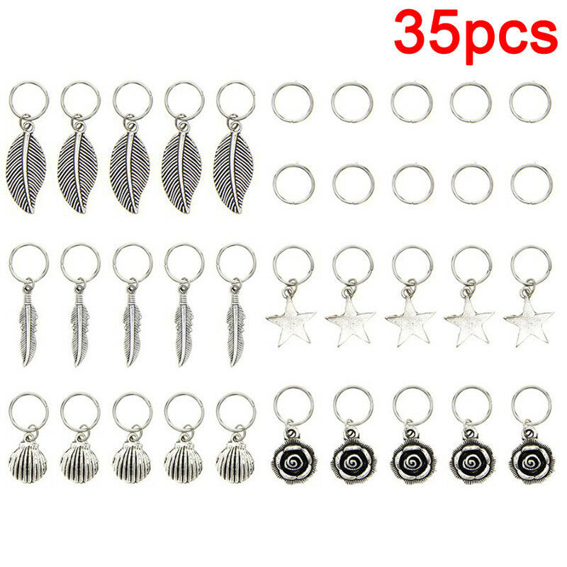 35x New Star Rose Feather Leaf Shell Hair Pierced Dreadlock Hair Clip Acc.l8
