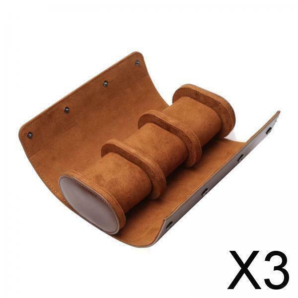 3X Portable 3 Slots Watch Storage Box Travel Roll for Watches and Bracelets