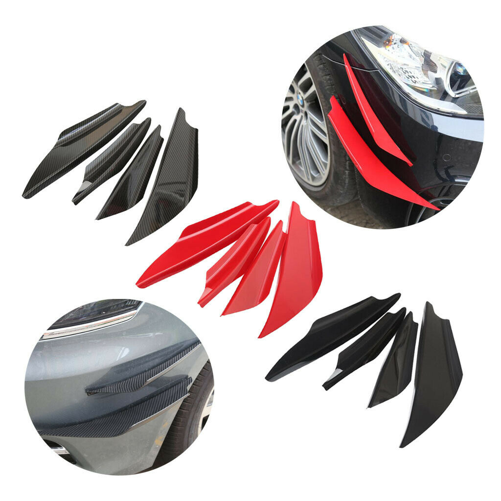 Carbon Fiber Car Front Bumper Fin Body Splitter Fins Trim Spoiler Lip Black