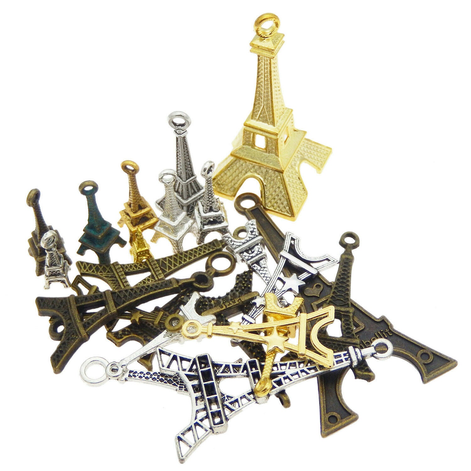 20 Mix Metal Alloy Eiffel Tower Charm Pendant DIY Jewelry Making Findings 1-5cm