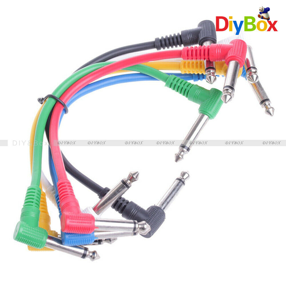 6PCS Colorful 30cm Angled Plug Audio Leads Patch Cables For Guitar Pedal Effect