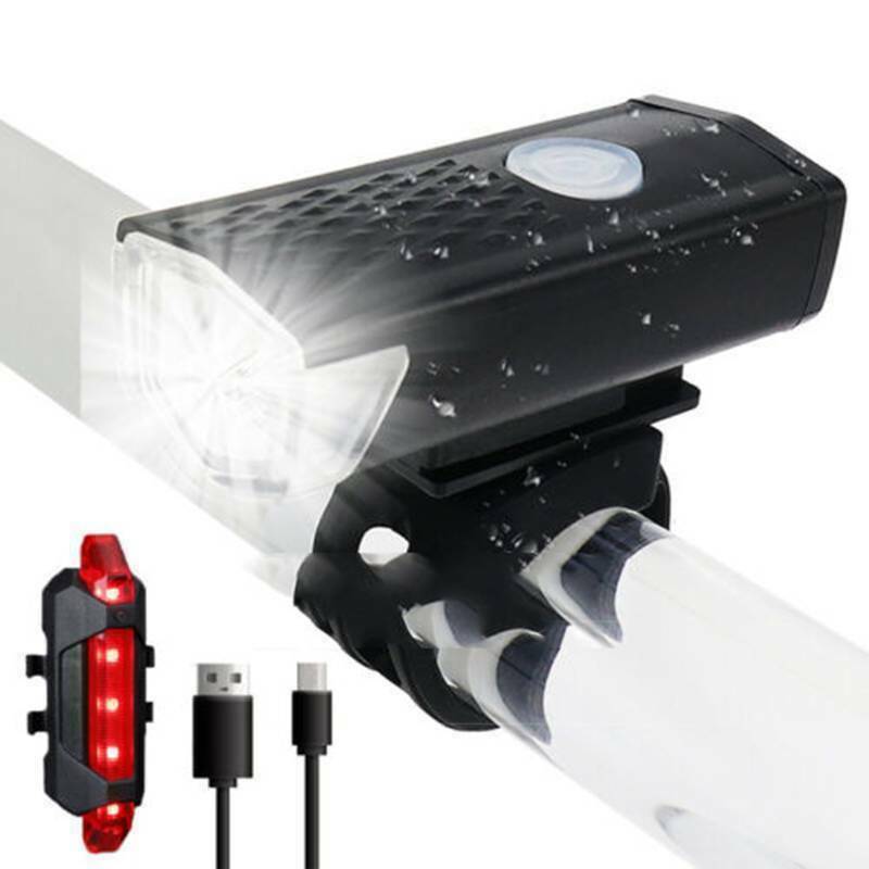 USB Rechargeable LED Bicycle Headlight Bike Head Light Front/Rear Lamp Cycling