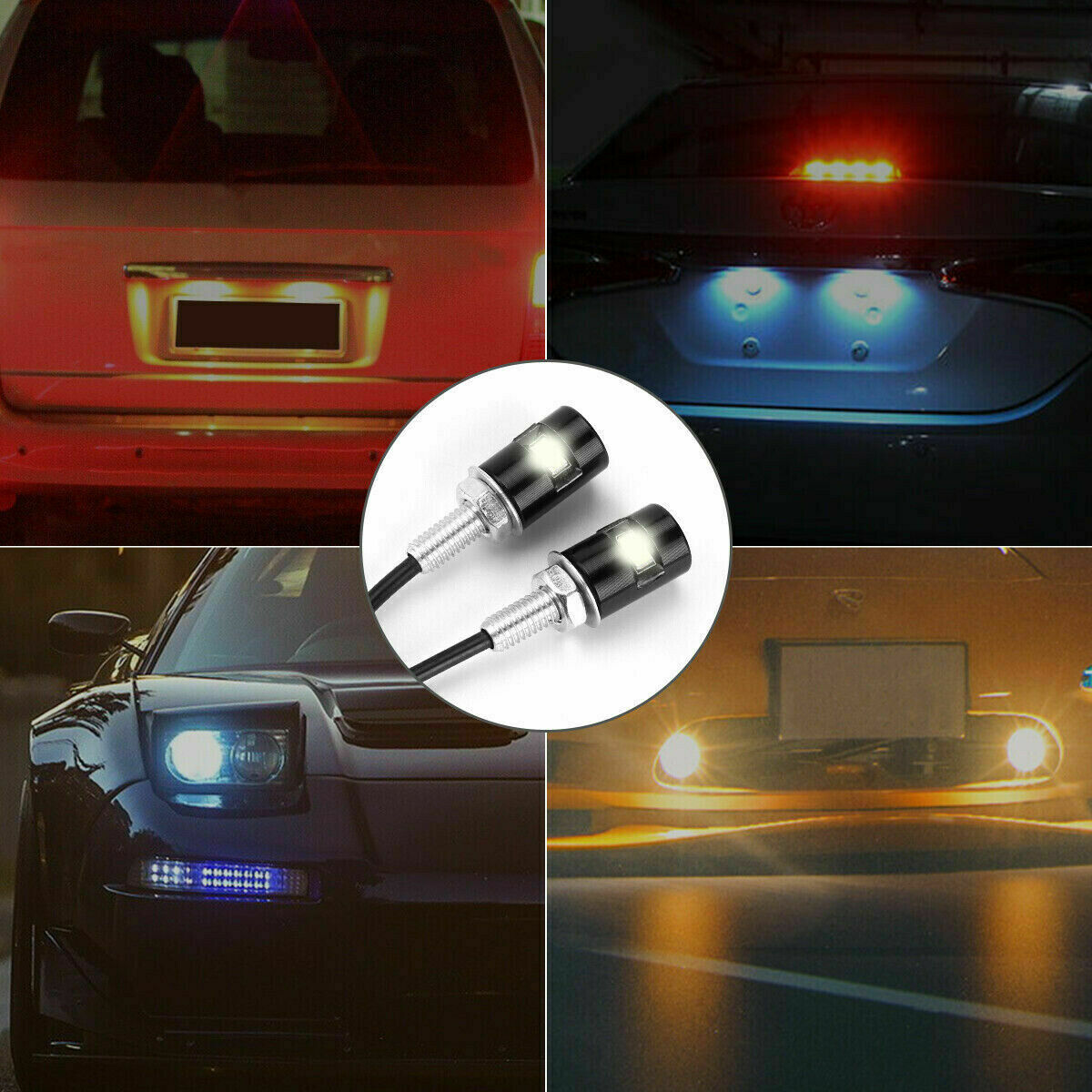 4Pcs Universal Motorcycle Car SMD LED License Plate Light Screw Bolt Lamp Bulbs