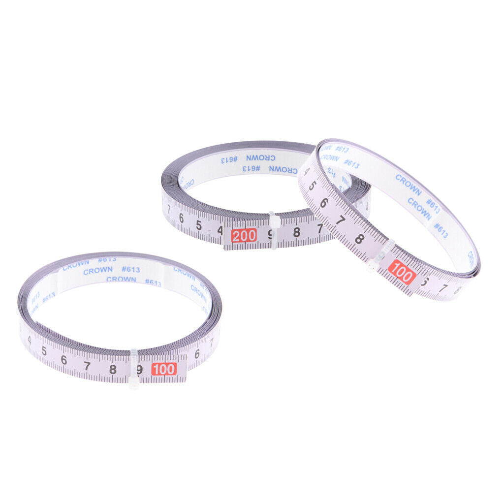 Set of 3 Miter Saw Track Tape Self Adhesive Ruler 1M-0-1M, 0-100CM, 2M-0-2M
