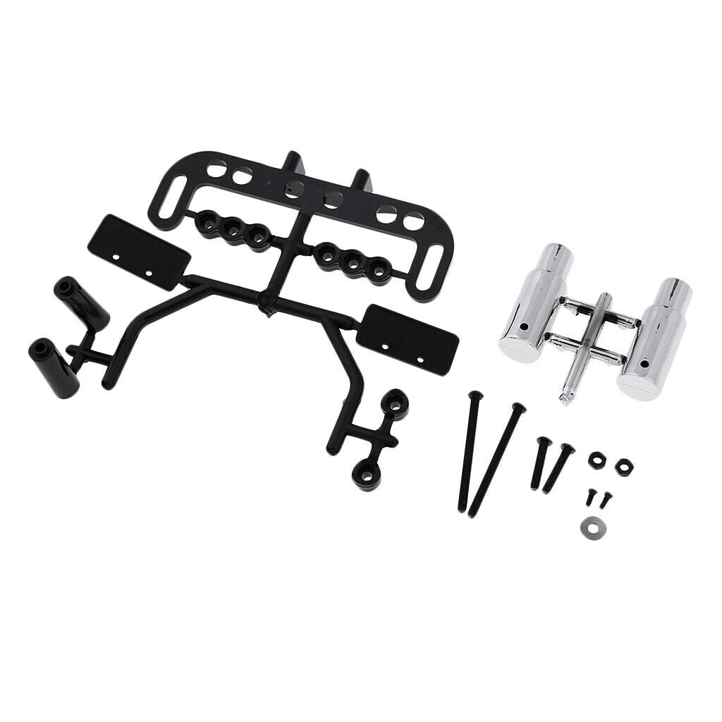 1/10 RC Racing Drift Car Accessories - Double Tip Pipes with License Bracket