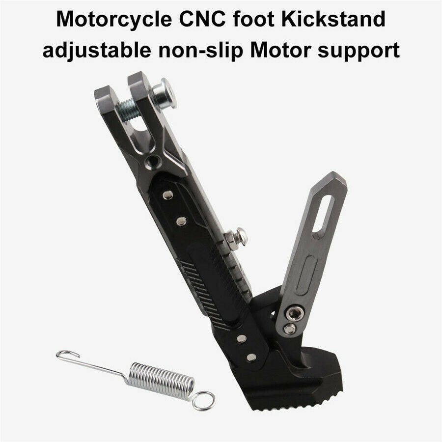 Adjustable CNC Motorcycle Side Tripod Holder Bracket Fall Protect Foot KickStand