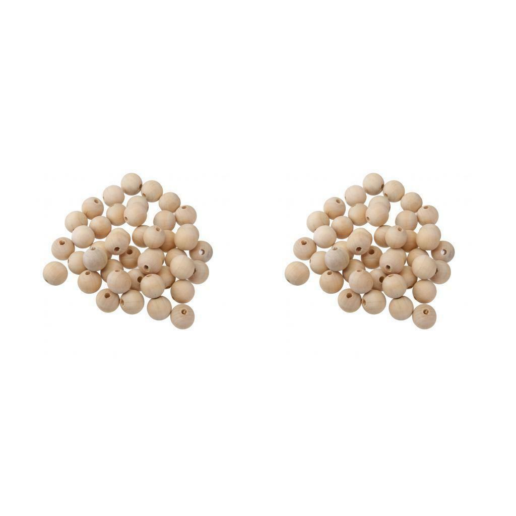 50 Pieces Wooden Craft Beads Round Ball Wood Beads Jewelry Making 1.0cm