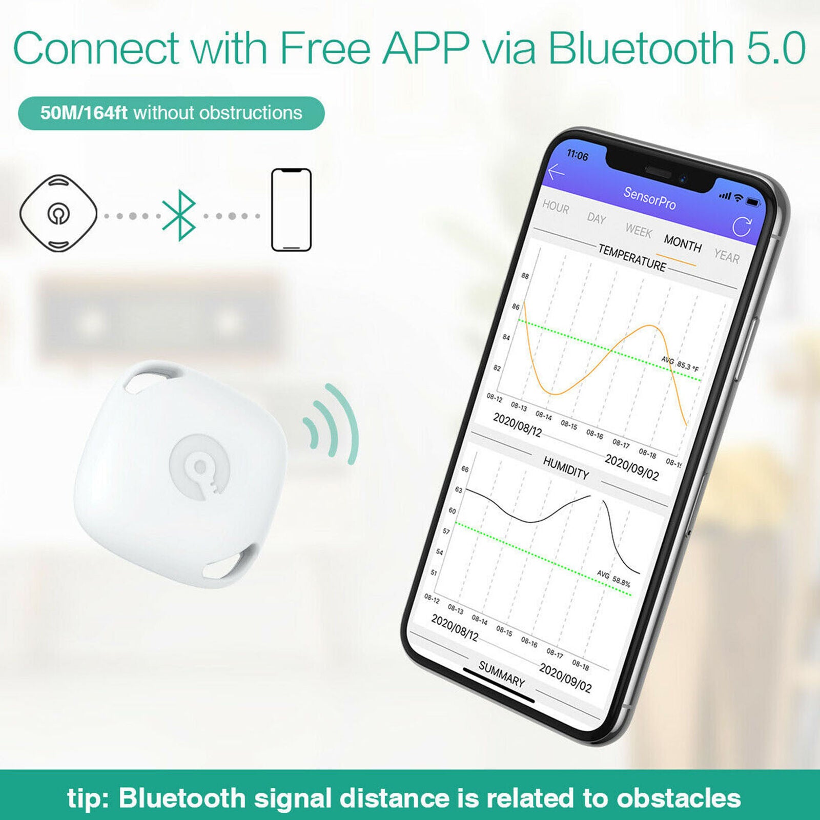 Smart Indoor Bluetooth Digital Thermometer Hygrometer Temperature Humidity