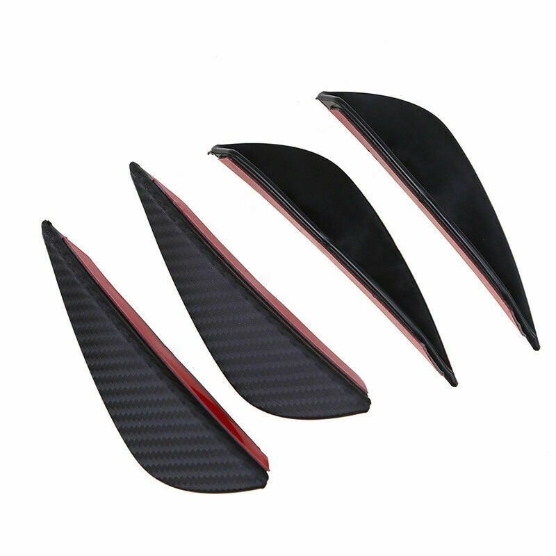 4Pcs Universal Car Front Bumper Fins Lip Canards Splitter Trim Carbon Fiber Look