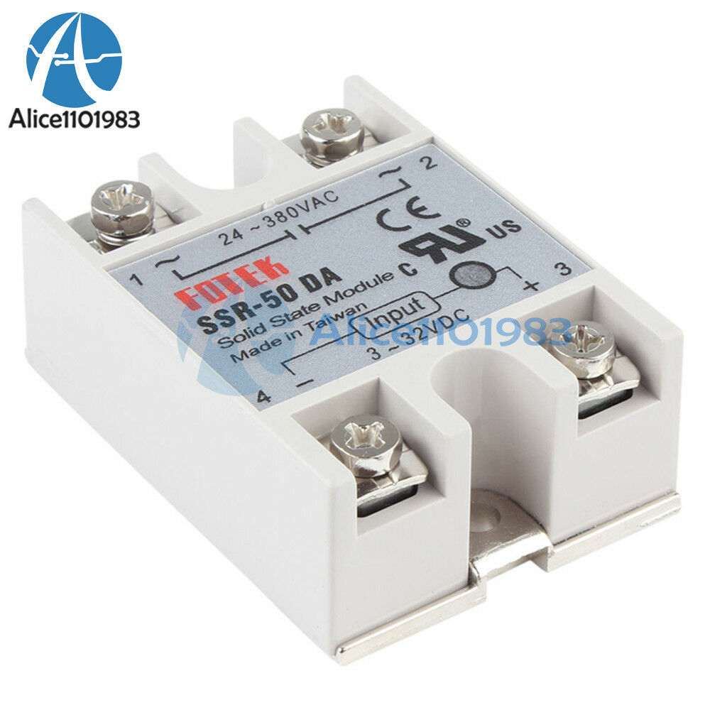 SSR-50DA 3-32VDC 50A 250V Output 24V-380VAC Solid State Relay Module