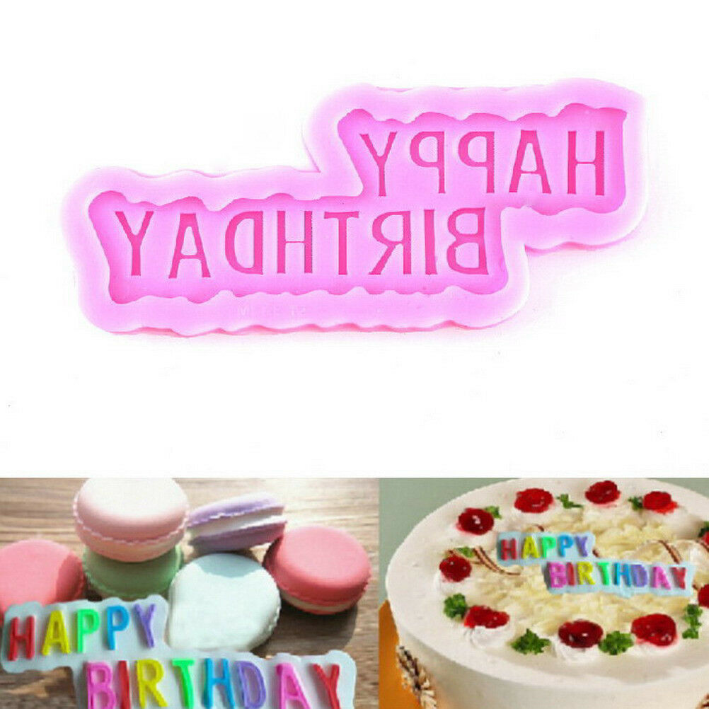 Happy birthday fondant cake decorating silicone mold baking tools xmas de.l8