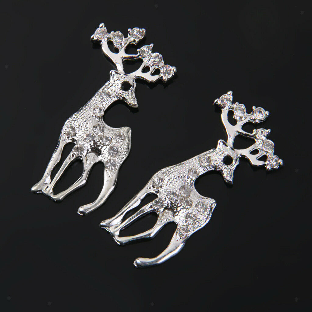 10pcs Xmas Decor Flatback Crystal Reindeer Scrapbooking Craft Embellishments