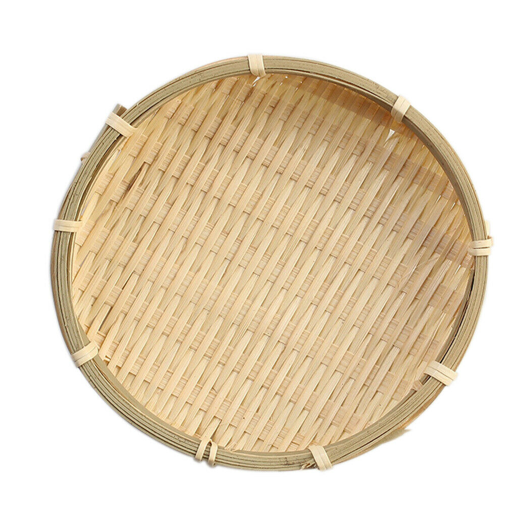 2 pieces Bamboo Plate Bamboo Weave Sieve Groceries Baskets Circular Receive