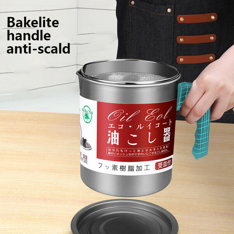 1.4L Stainless Steel Lard Tank Oil Filter Pot Oil Separator Storage Tank BotBDA