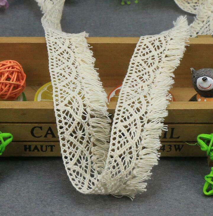5 Yards Crochet Cotton thread tassel Lace Tablecloth curtain Trims accessories