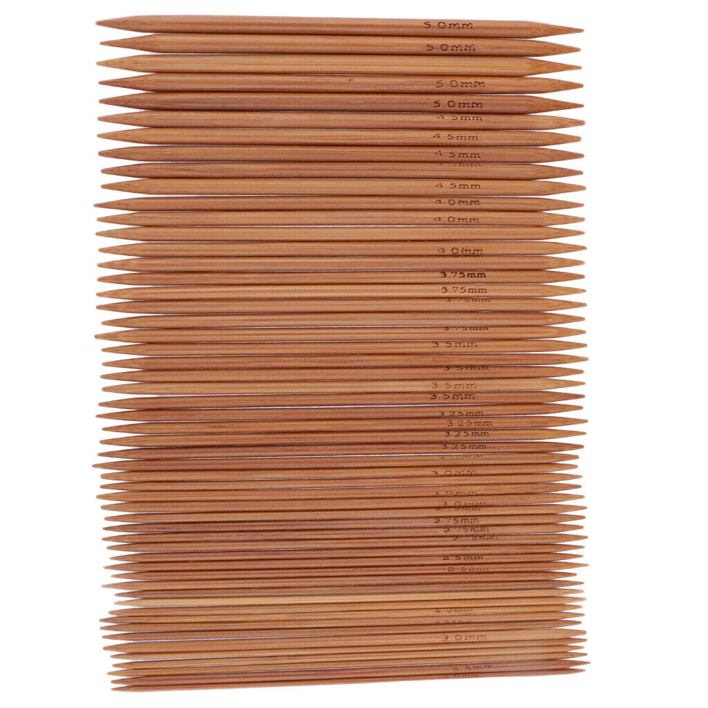 55pcs Double Pointed Knitting Needles Set Carbonized Bamboo Knitting Needles