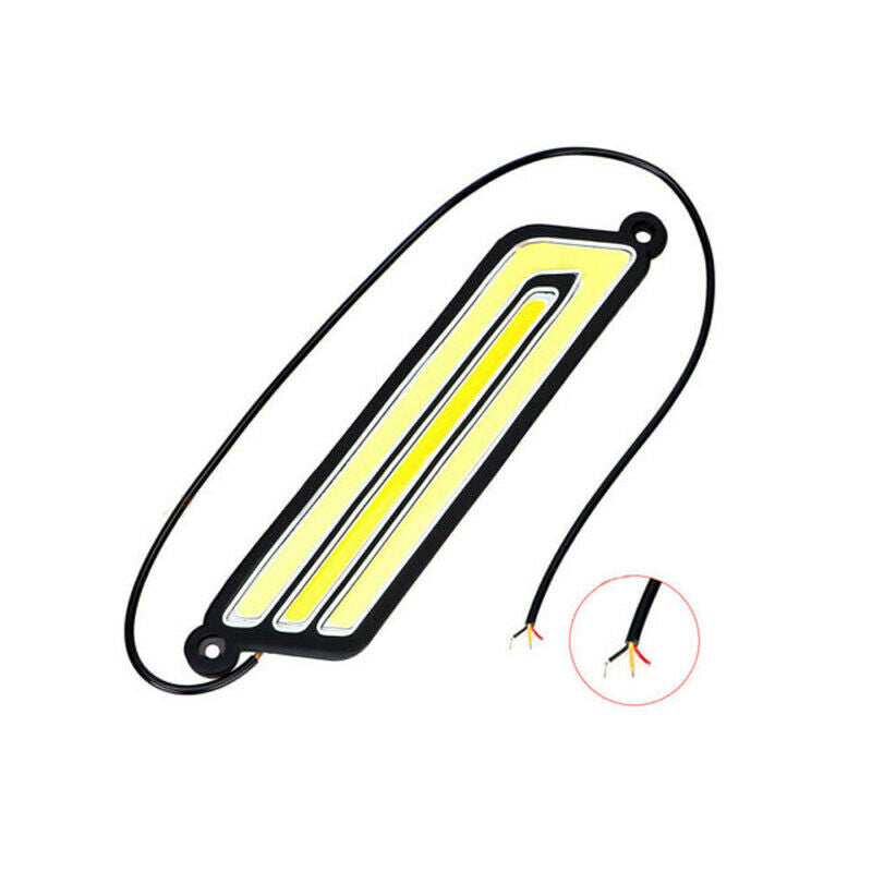 Pair U Shape COB White + Amber LED Light Car Daytime Driving Light DRL Lamp 12V