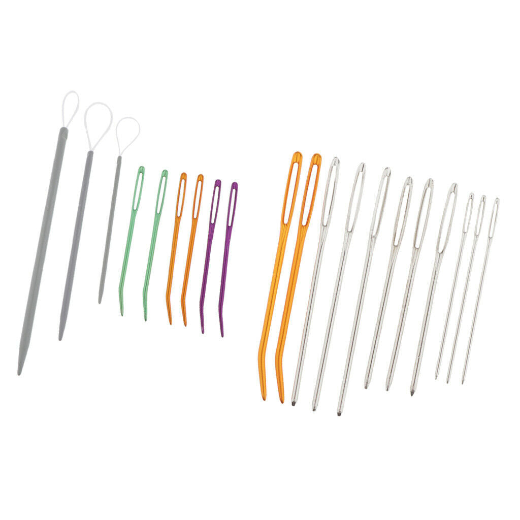 2 Set Bent Tapestry Needle Large-Eye Darning Yarn Stitching Needle Threader Tool