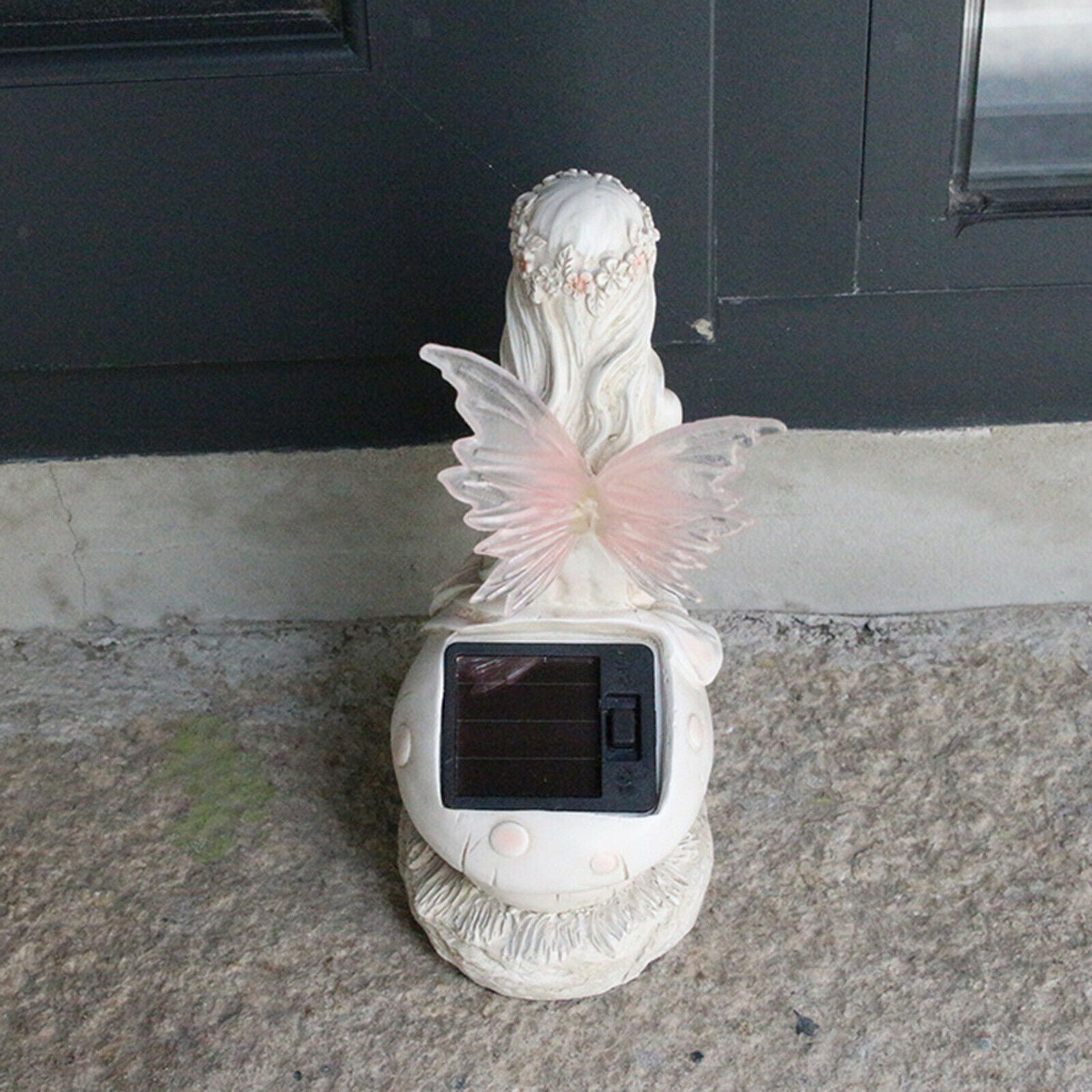Angel Sculpture with Wing Solar Powered Pond Statue Ornaments White Bedroom