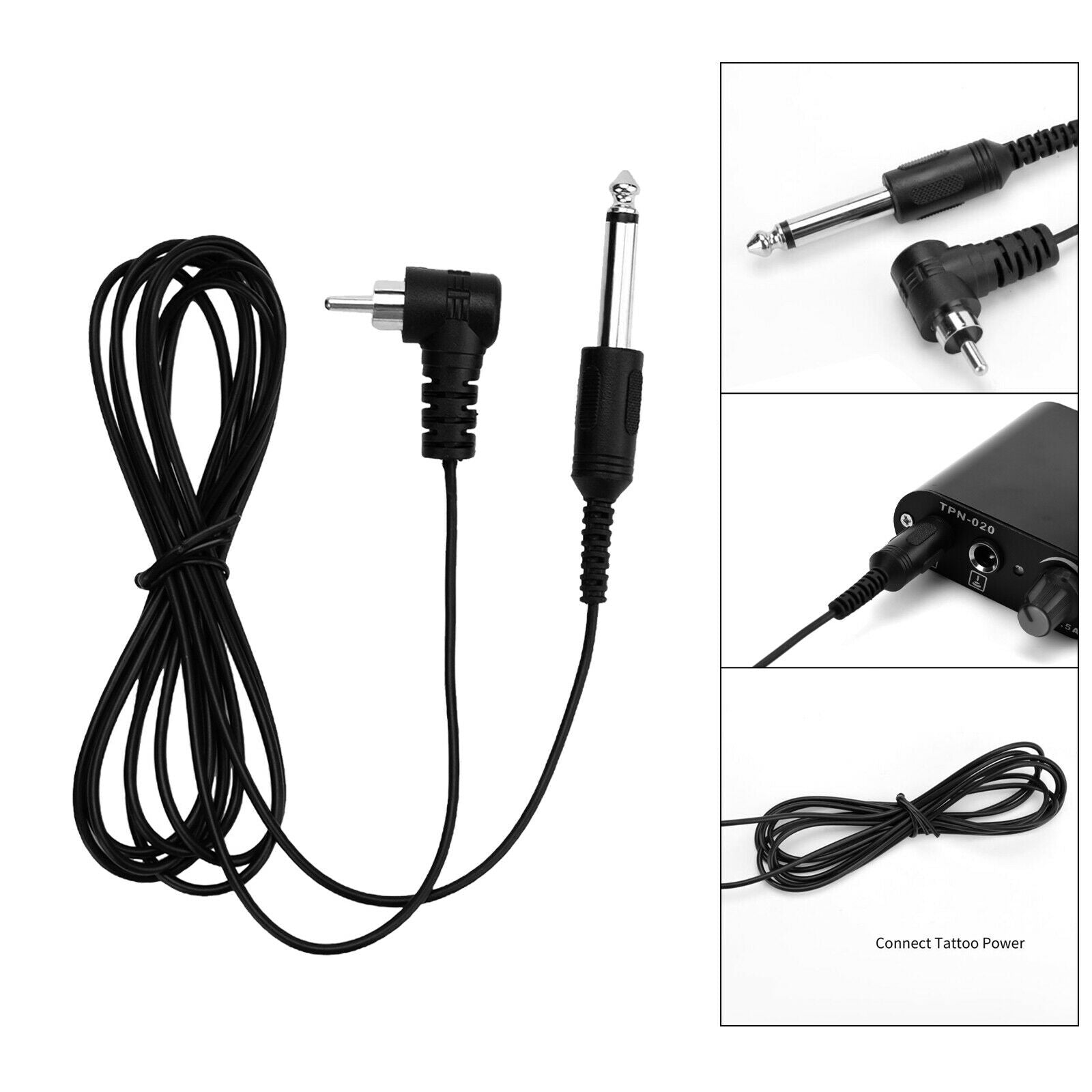 High Quality 6.3ft Tattoo Power Supply Soft Silicone RCA Clip Cord Connector for