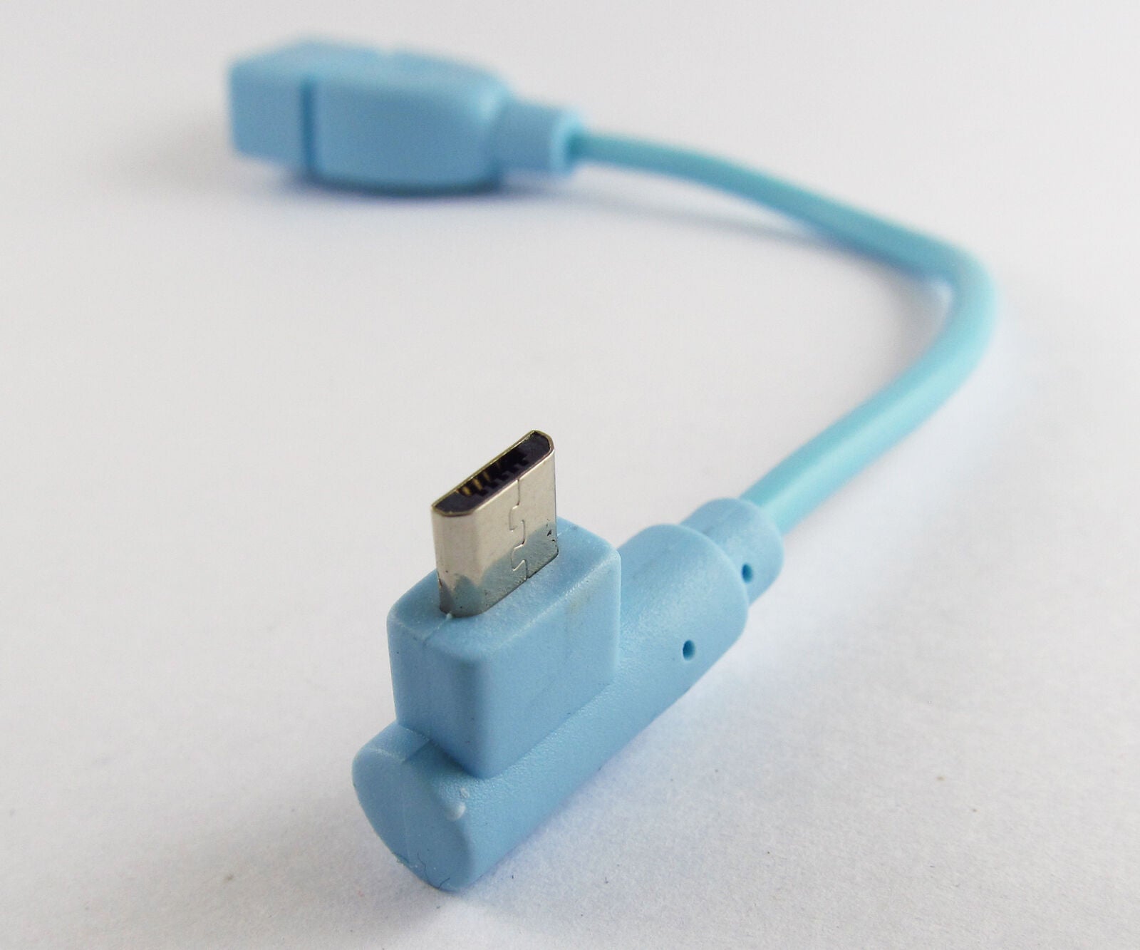 Light Blue Right angle USB 2.0 Female to Micro USB Male OTG Host Cable Adapter