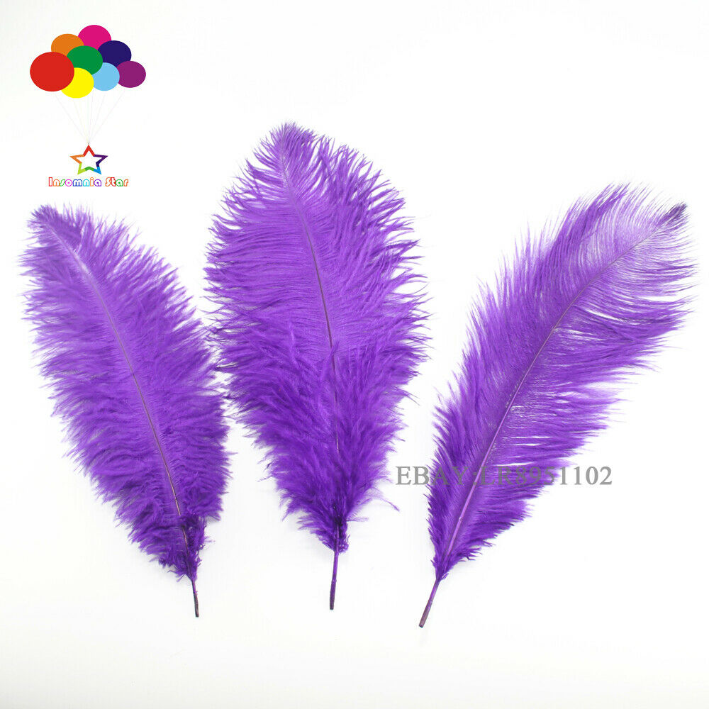 6-8" Purple Ostrich Feathers 100 pcs by the Dozen Perfect for Small Centerpieces