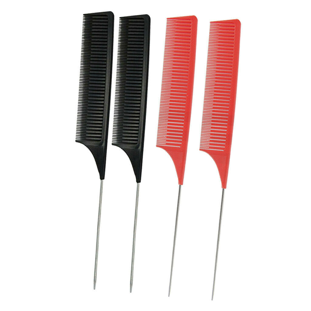 4 Pieces Salon Pin Tail Fine Tooth Highlight Coloring Weaving Foiling Combs