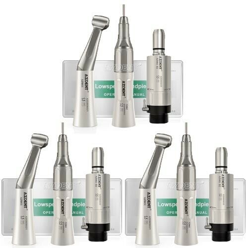 3 Kits Dental Contra Angle Straight Air Motor Low Speed Handpiece Kit FX 2 Holes
