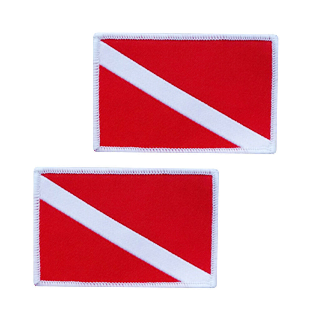 2Pcs Diver Down Flag Patch Backpack Bag Scuba Diving Dive Embroidered Sew On