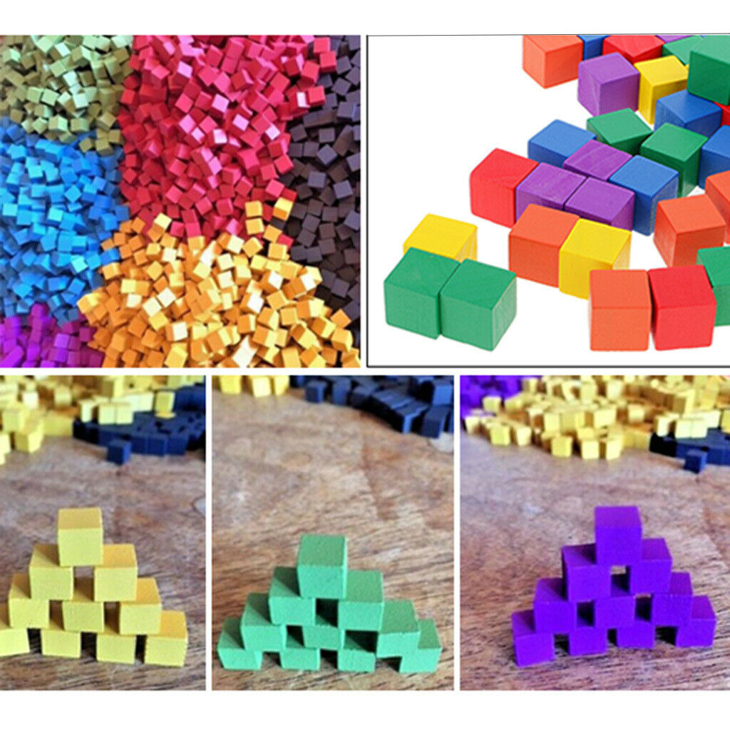 2X 100x Colored Wood Blocks Creative Games Color Cubes 0.78inch DIY Projects