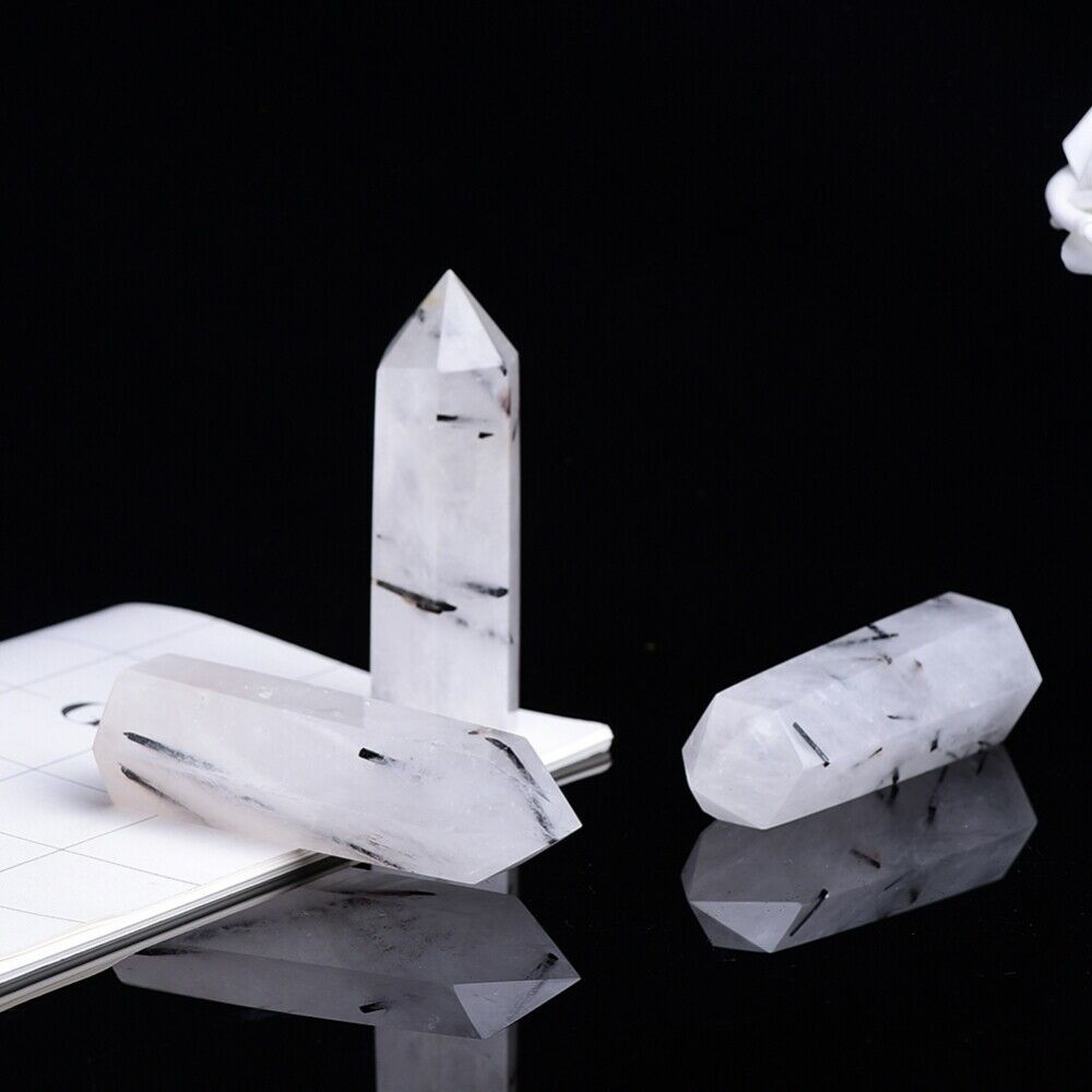 Natural Quartz Obelisk Crystals Tower Point Reiki Healing Hexagonal Wand Gifts