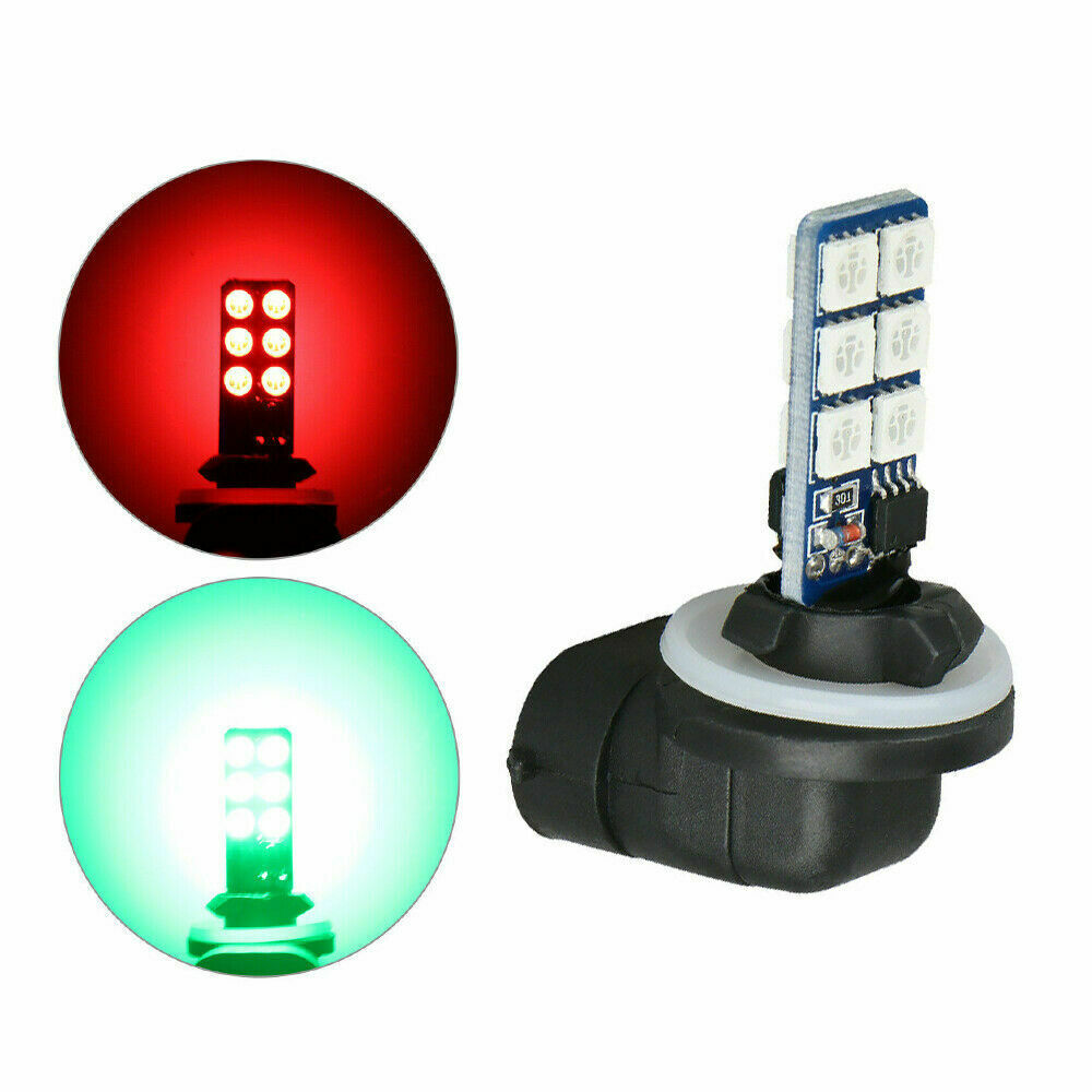 2× Multi-Color 881 5050 RGB LED 12SMD Car Headlight Fog Light Lamp Bulb + Remote
