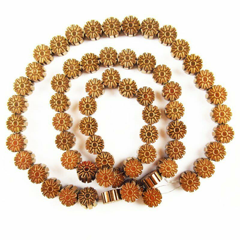 1Strand 6x3mm Carved Coffee Hematite Gear Pendant Loose Bead 15.5 inch A-375TS