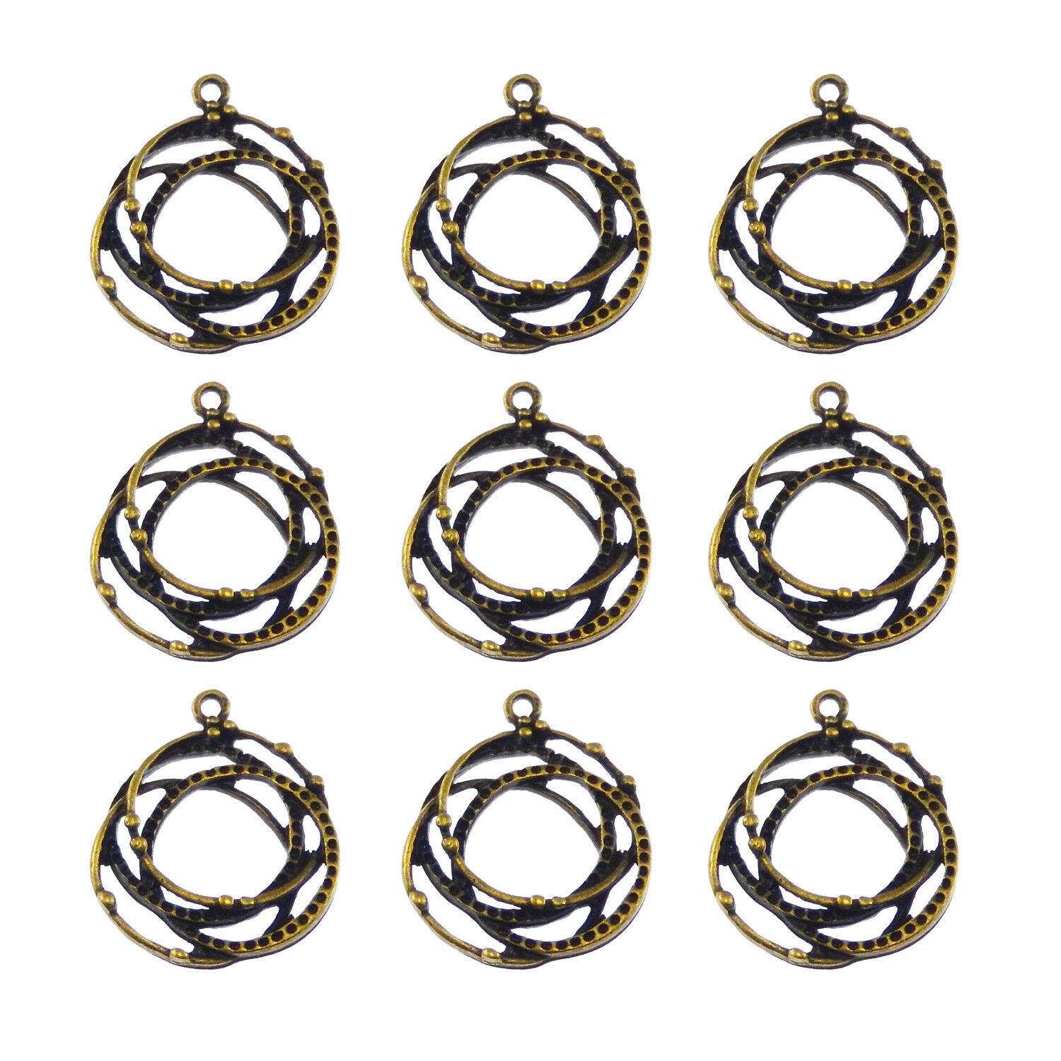 20 pcs Retro Bronze Intertwined Charm Pendant Earring Dangle DIY Making 30*22mm