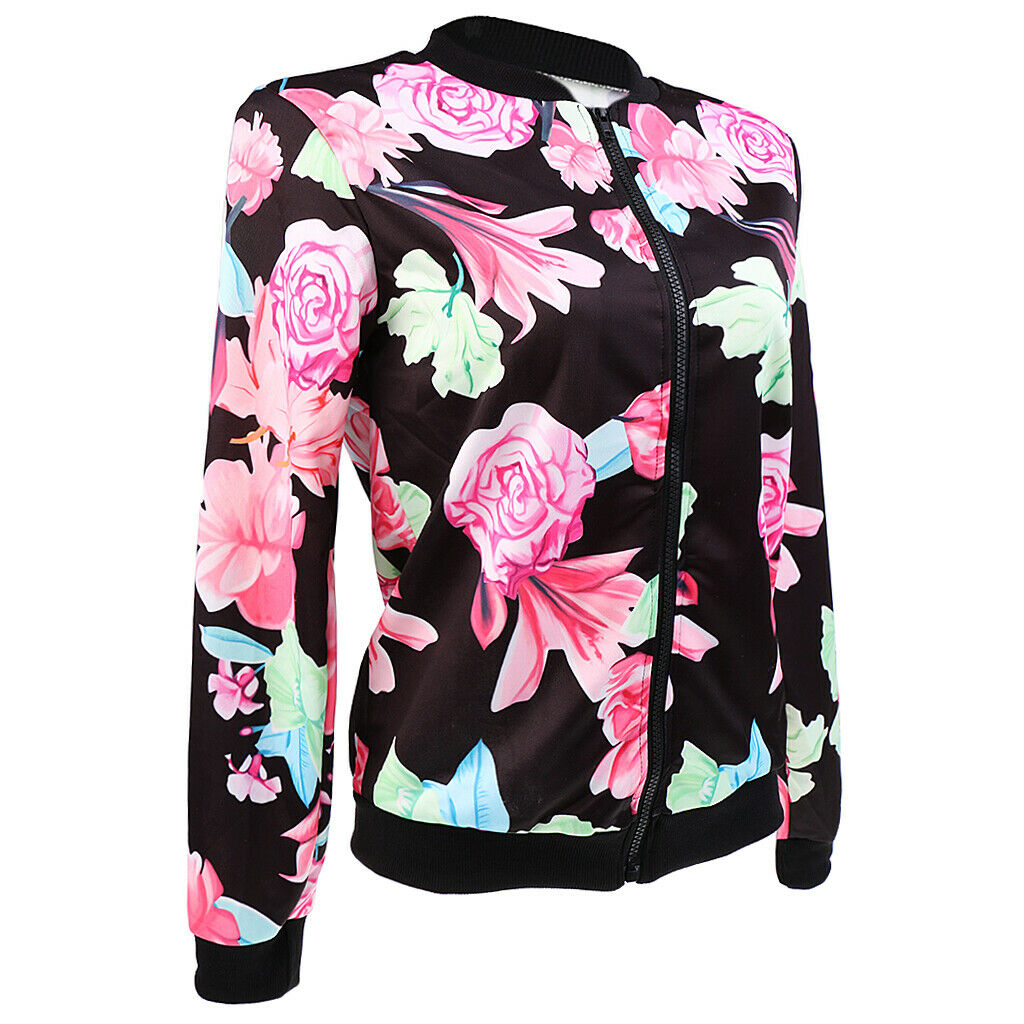 Womens Ladies Celebrity Camo Flower FLoral Printed Jacket Outwear Coat M