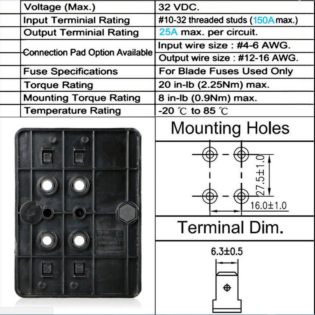 LED Safety Indictor Light Blade Fuse Box Circuit Fuse Block For Boat Car (6 Way)