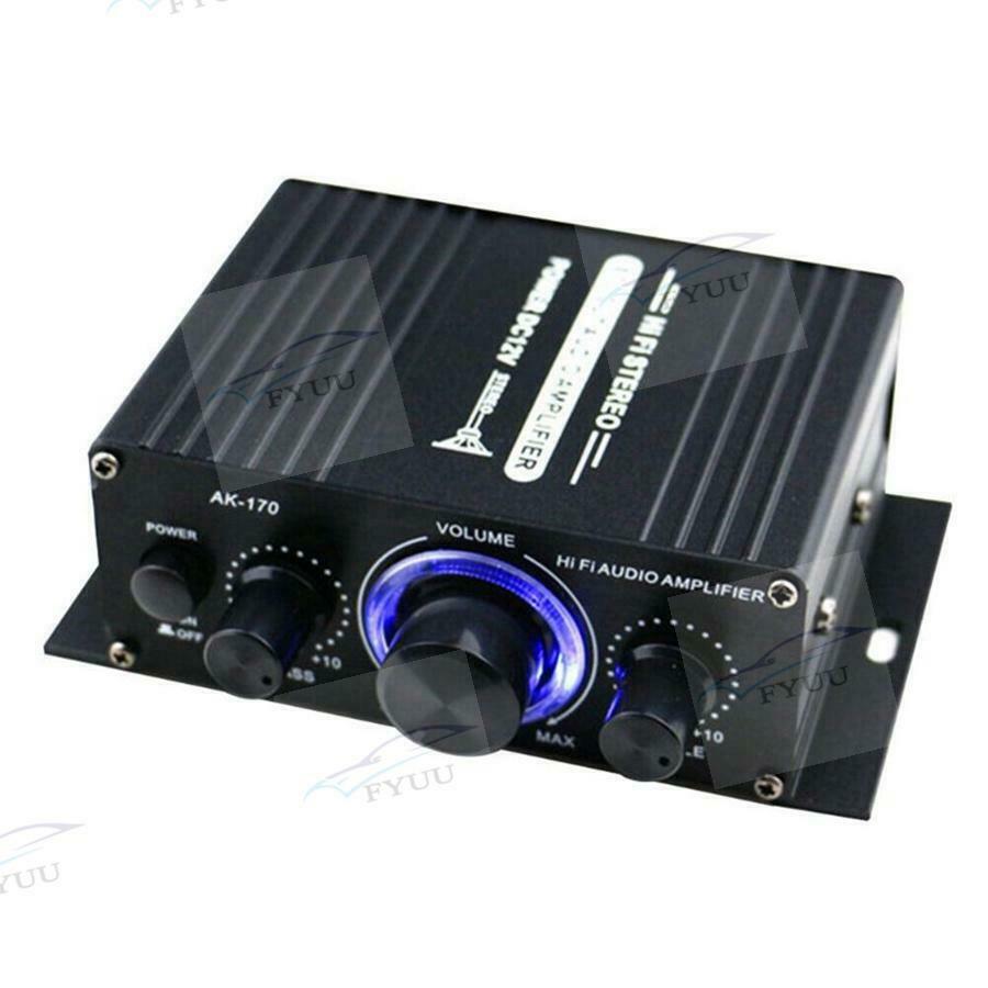 400W DC12V Dual Channel Mini HIFI AUX Power Amplifier with blue LED light