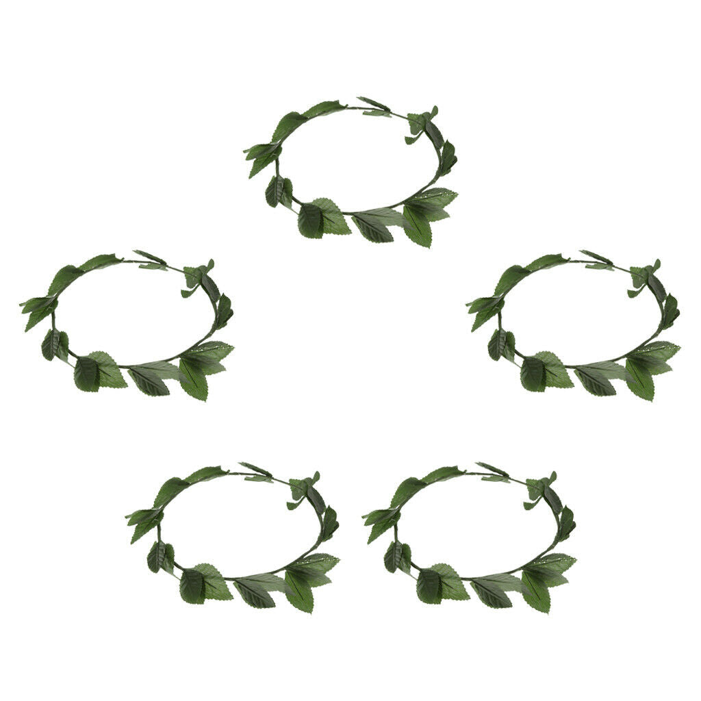 5pack Roman Greek Green Leaves Wreath Headpiece Hairband Toga Dress Up Party