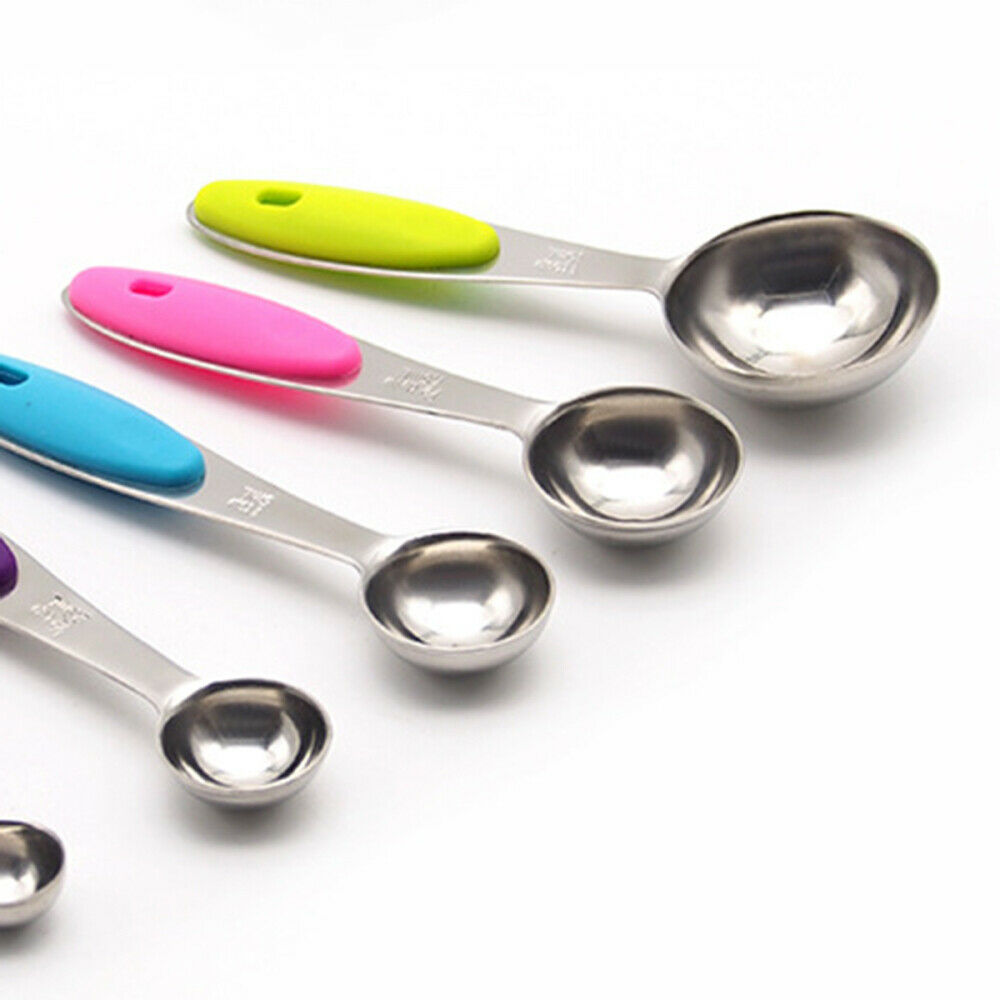 5Pcs Stainless Steel Measuring Cups Measuring Spoons Set Baking Teaspoon Kitchen