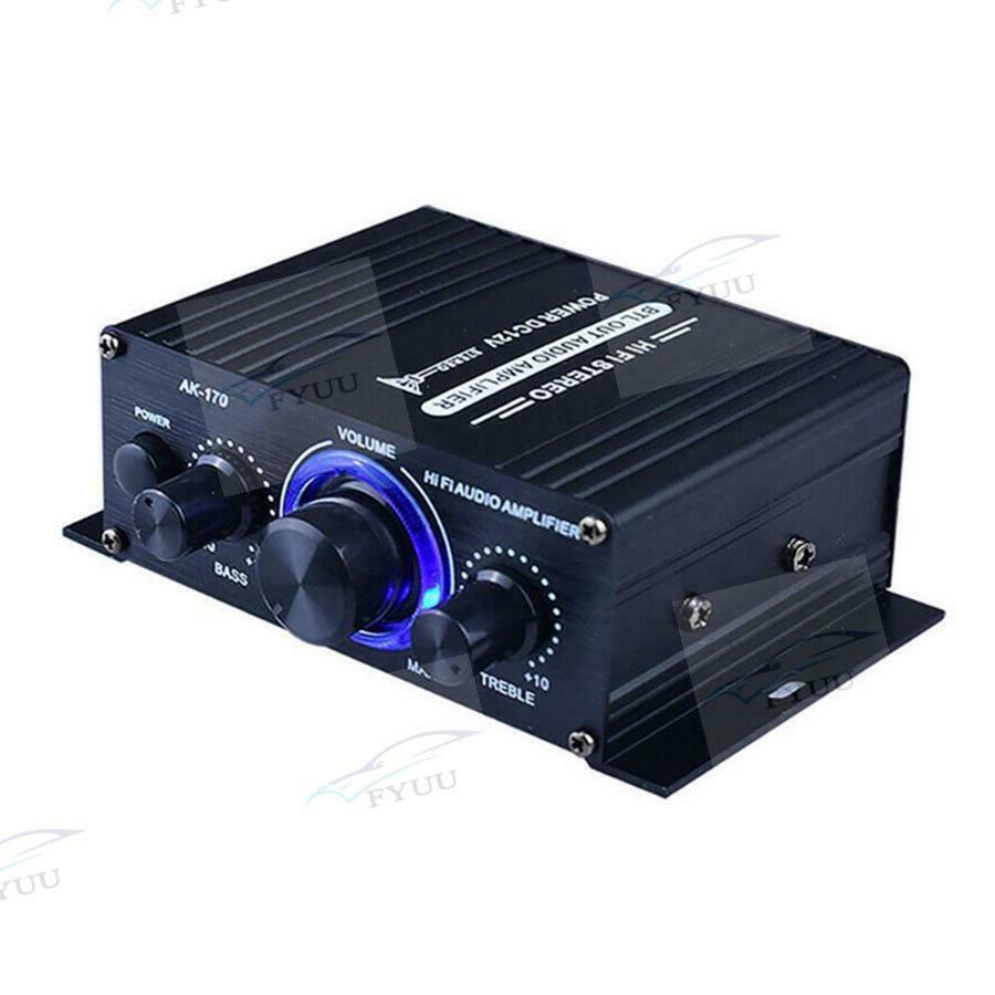 400W DC12V Dual Channel Mini HIFI AUX Power Amplifier with blue LED light
