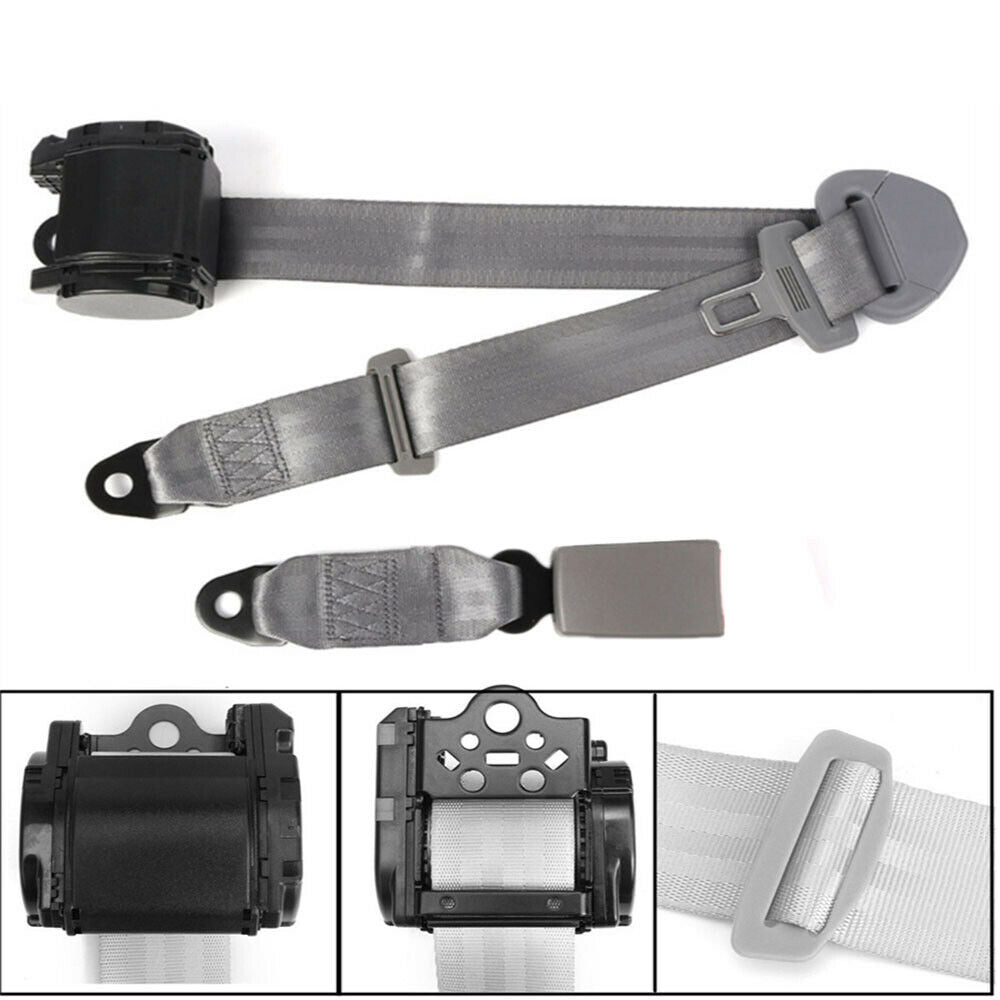 High Strength Polyester Car 3 Point Seat Belt Lap & Diagonal Belt Grey Universal