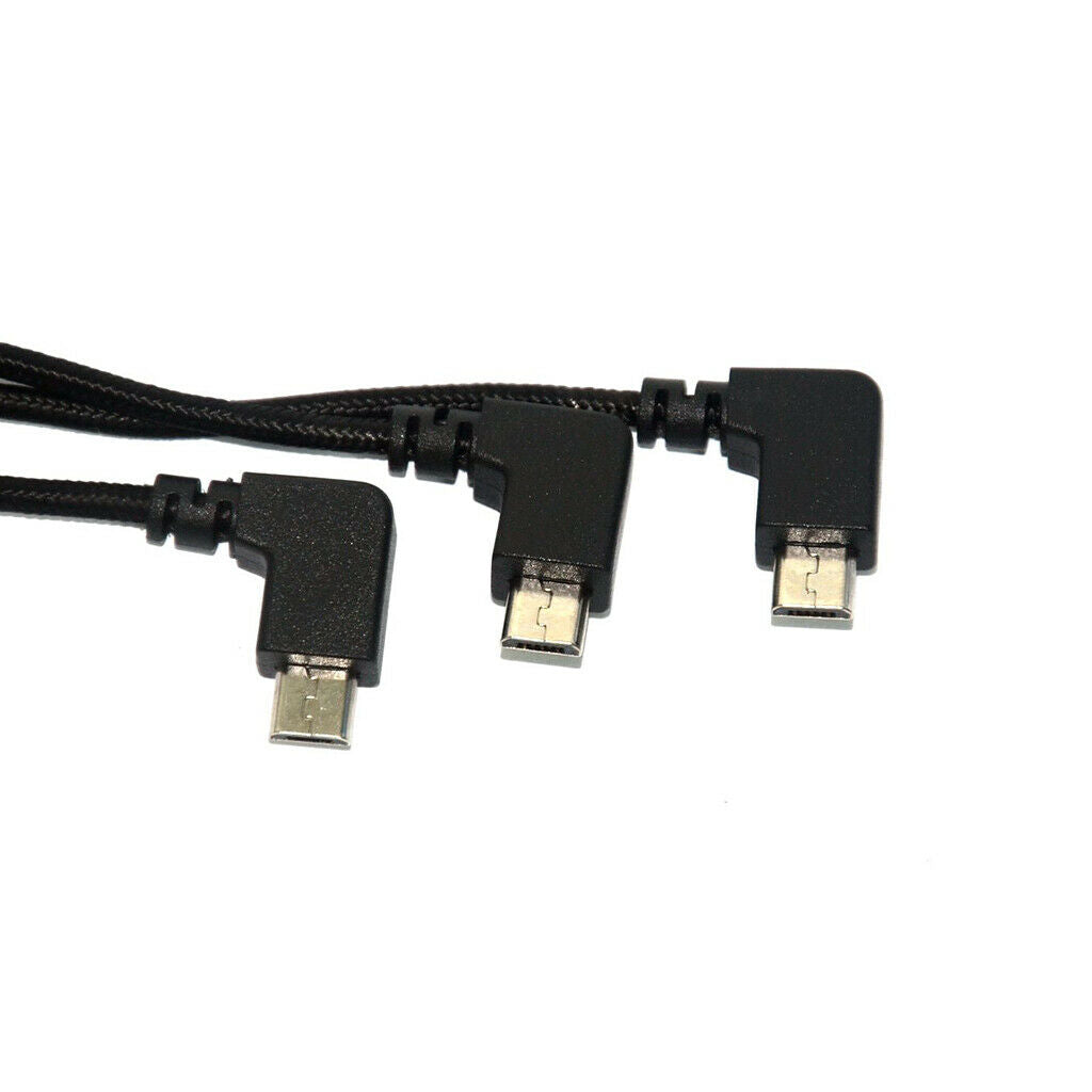 Double Micro USB Data Cable Braided Black Nylon for