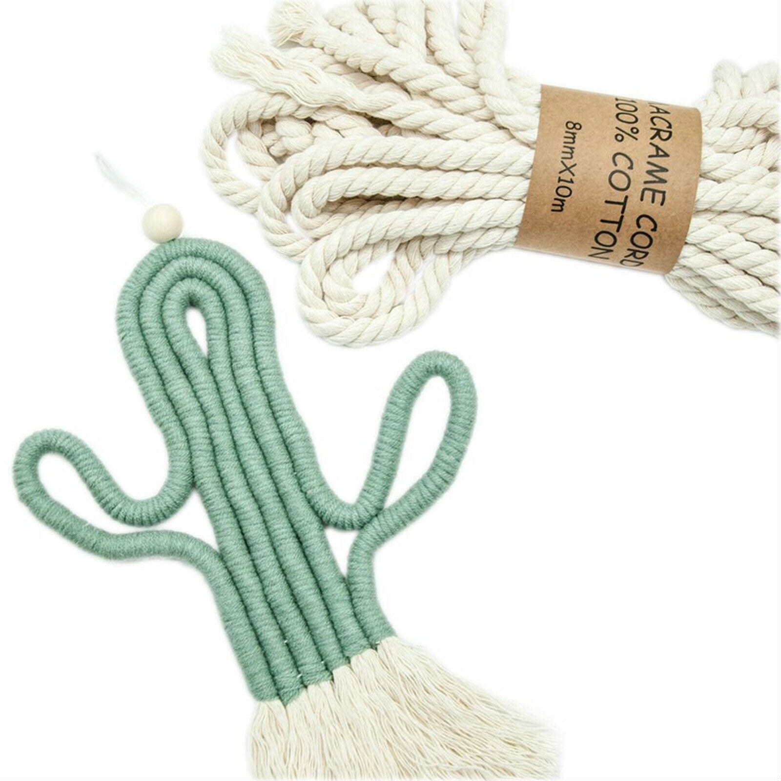 8mmx11Yards Macrame Rope 3 Strands Handmade Crafts DIY Home Decor Projects