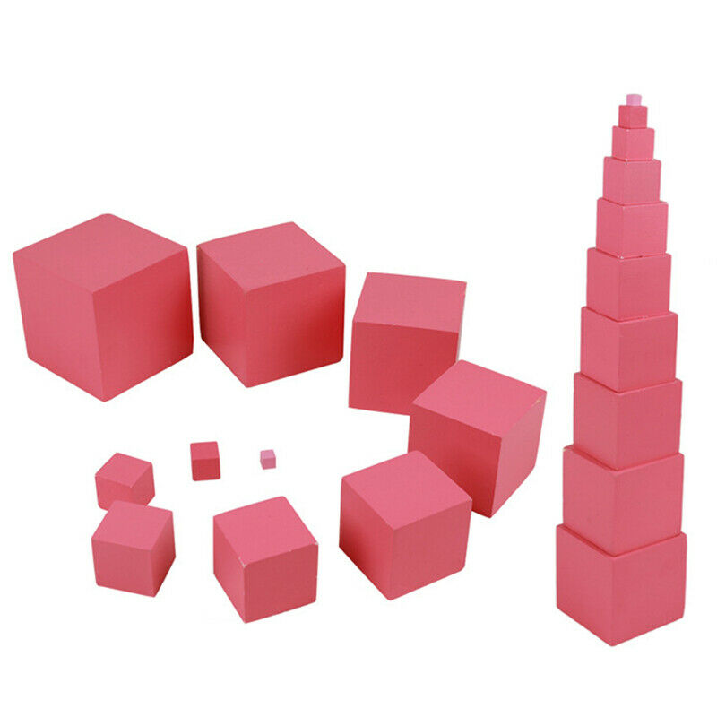 Montessori Materials Pink Tower Early Childhood Education Preschool Kids Toys