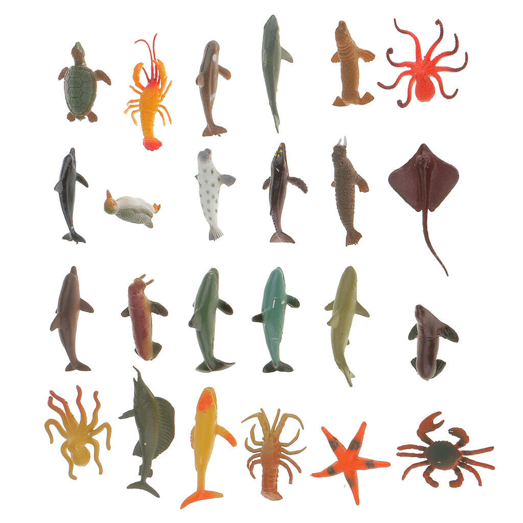 24 Pieces Simulation Sea Animals Desk Decor Kids Creative Toys Party Favors