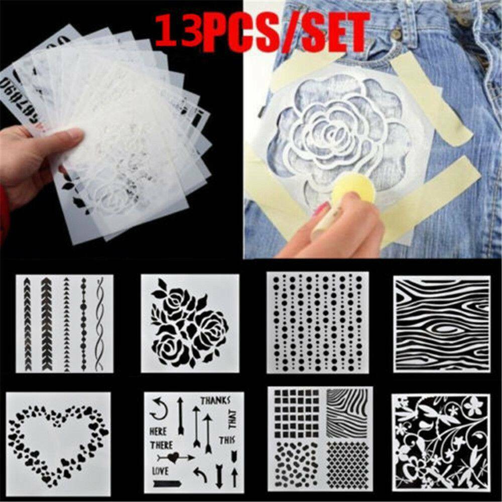 13Pcs/Lot Embossing Template Scrapbooking Walls Painting Layering Stencils DIY *