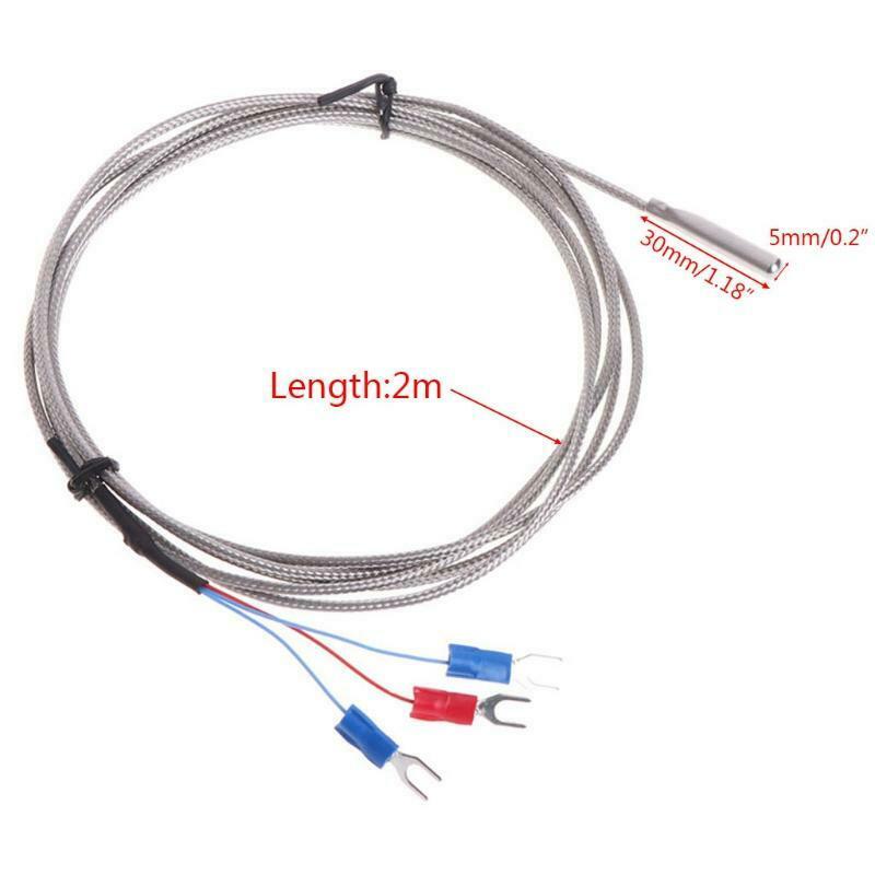 Stainless Steel RTD PT100 Temperature Sensor Thermocouple with 2m 3 Cable Wires