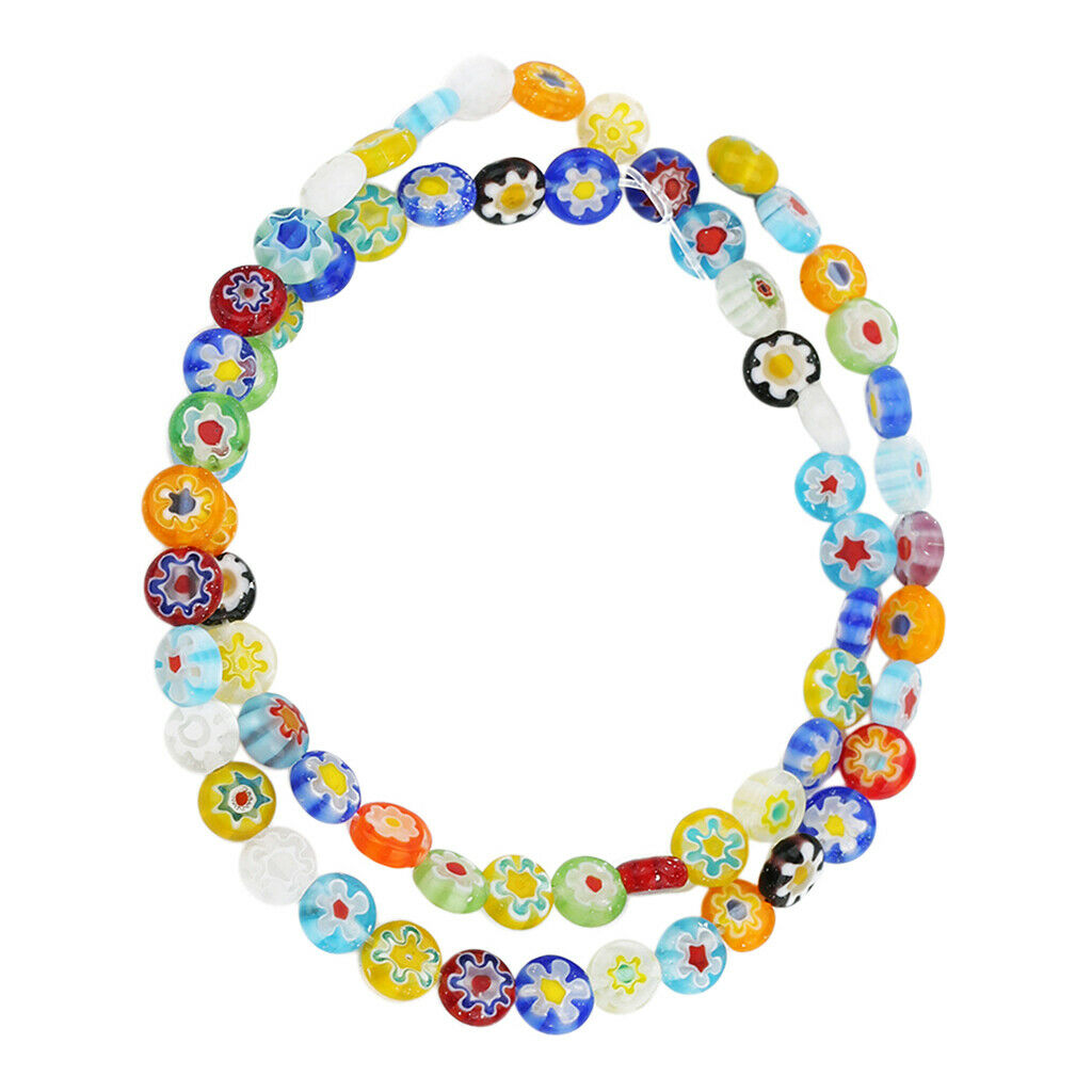 Glass Spacer Beads Bulk Colorful Buttons for DIY Jewelry 8MM, Apx48 Pieces